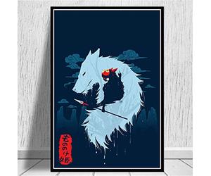 yhnjikl Peinture Art Hot Princesse Mononoke Film Japon Anime Affiche Et Gravures Mur Art Toile Mur Photos pour Le Salon Décor À La Maison 40X60 Cm sans Cadre