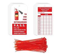 YHNTGB Lot de 160 étiquettes d'extincteur avec attaches réglables pour extincteurs d'incendie mensuels pour intérieur et extérieur 10,6 x 5,3 cm