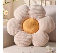 Yhoelata Coussin Fleur Crème Jaune, Coussins Canape Decoratif, Aesthetic Marguerite Coussin de Sol Decoration, Petit Coussins Decoratifs Lit Enfant, 50cm