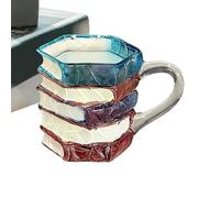 Yhsioaklo Tasse de livre 3D - Tasse à café créative peinte 325 ml, design de livre empilé en vitrail fait à la main, résistante à la chaleur pour lecteurs, bibliothécaires, amateurs de littéra