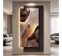 YHTCSXMD Tableau Mural Abstrait LED, Décoration 3D Effet Grès | Texture effet grès, design sans cadre, lumière LED chaude avec télécommande, pour salon, chambre et entrée