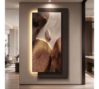 YHTCSXMD Tableau Mural Abstrait LED, Décoration 3D Effet Grès | Texture effet grès, design sans cadre, lumière LED chaude avec télécommande, pour salon, chambre et entrée