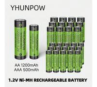 YHUNPOW Piles rechargeables Ni-MH 1,2V, compatibles avec AA et AAA, haute performance, longue durée, polyvalentes, charge rapide, longue durée de vie 4 pièces,4 piles AA + 4 piles AAA,14 pièces,5 pièc