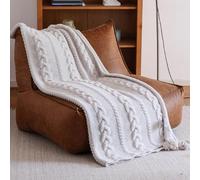 YHXBD Couverture Polaire pour Canapé, Couverture Douce Et Épaisse De Couleur Unie pour Canapé-lit, Couverture Chaude pour L'automne Et l'hiver,Blanc,127x152CM