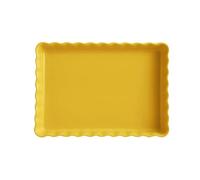 YHxFlux Plat de lasagne Plat de cuisson rectangulaire en céramique à bord ondulé pour Four(Yellow,Moyen)