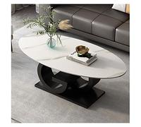 YHxFlux Table Basse Moderne Coffee Table with Metal Base, Oval Center, Sturdy Modern Tea, Sofa Cocktail for Kitchen,Balcony,Office,Meeting Room pour Chambre à Coucher(Blanc)