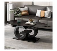 YHxFlux Table Basse Moderne Coffee Table with Metal Base, Oval Center, Sturdy Modern Tea, Sofa Cocktail for Kitchen,Balcony,Office,Meeting Room pour Chambre à Coucher(Noir)