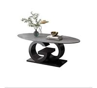 YHxFlux Table Basse Moderne Coffee Table with Metal Base, Oval Center, Sturdy Modern Tea, Sofa Cocktail for Kitchen,Balcony,Office,Meeting Room pour Chambre à Coucher(Grigio)