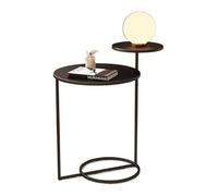 YHxFlux Table centrale moderne en métal, petite table basse ronde avec 2 dessus de table, antirouille et imperméable, collation extérieure et intérieure pour chambre à coucher (noir)