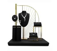 YHxFlux Tour à bijoux Présentoir à bijoux en velours noir et métal, ensemble de 3 combinaisons Présentoir(Grand)