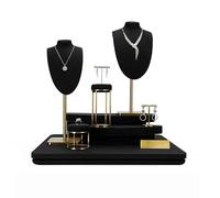 YHxFlux Tour à bijoux Présentoir à bijoux en velours noir et métal, ensemble de 3 combinaisons Présentoir(Moyen)