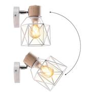 YHYAI Applique Murale d'intérieur Vintage, réglable, en Bois, Douille E27, Style Industriel rétro avec Base en métal, Lampe décorative pour Table de Chevet, Chambre, Salon, Couloir, Lot de 2