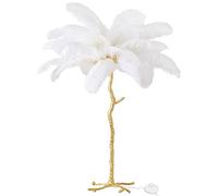 YHYYU Lampadaire sur Pied Salon, Lampadaire LED Plume d'autruche Naturelle avec une Ampoule LED, Chambre Moderne Luxe Lampe sur Pied pour Villa Bureau Hôtel Salon Chambre (Blanc, 170cm)