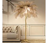 YHYYU Lampadaire sur Pied Salon, Lampadaire LED Plume d'autruche Naturelle avec une Ampoule LED, Chambre Moderne Luxe Lampe sur Pied pour Villa Bureau Hôtel Salon Chambre (Brun, 170cm)