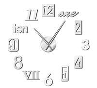 YHZS Styles de nombres mélangés Anglais Arabie Chiffres Romains Moderne Grande Horloge Murale Acrylique Effet Miroir Chiffres Autocollants Bricolage Art Mural géant(argenté、90CM)