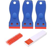 YIAGUN Lot de 3 racloirs en plastique pour lame de rasoir + 100 lames de rechange en plastique autocollants, décalcomanies, outils de retrait pour vitres de voiture, outil en vinyle sans rayures