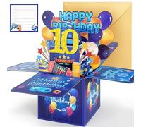 YianHien Carte d'anniversaire pour garçon de 10 ans, carte pop-up 3D de jeu, pour 10 garçons, carte Happy Birthday cool avec manette de jeu « Level Up », décoration d'anniversaire, cadeau pour garçon
