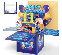 YianHien Carte d'anniversaire pour garçon de 11 ans, carte pop-up 3D, pour garçon de 11 ans, avec manette de jeu « Level Up », décoration d'anniversaire cool, cadeau pour garçon de 11 ans, Happy