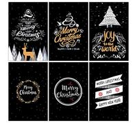 Yi'antai Carte de Voeux Noel, 12 Pièces Cartes de Noël, Cartes Vœux pour Noël avec 12 Enveloppes d'arbre de Boules de noelNoël bonhomme de Neige pour Noël
