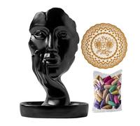 Yianyal Porte-encens en forme de visage en forme de cascade en céramique - Statue de femme dans les mains - Porte-encens à refoulement en cascade pour bâtons et cônes