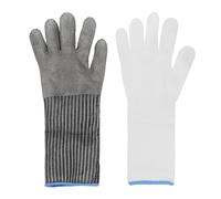 YIBOZI Gant résistant aux coupures avec manches de protection des bras, gants en maille d'acier inoxydable, gants de boucher en métal pour viande, poisson