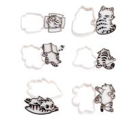 YIBOZI Lot de 6 moules à biscuits en forme de chats pour la pâtisserie et les friandises Motif animaux de dessin animé