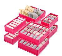 Yidaxing Organisateur de Tiroir Pliable, Lot de 8 Rangement Non-tissé pour sous-vètements Soutien-Gorges Chaussettes Boîte de Rangement à Compartiment Diviseurs Rangement Gain de Place- Rose