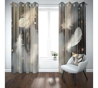 Yidbhsse Rideau Opaque Plume Blanc À Oeillets, Rideaux Occultant Thermique Isolant Paillettes Beauté Rideau Chambre Salon Anti Froid Et ChaleurModerne Mode Lot De 2 140x240 cm