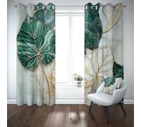 Yidbhsse Rideaux Occultants Thermique Anti Froid Monstera Vert Rideaux Opaques Motif Botanique À Oeillets Lot De 2, Occultant Draperies Mode Moderne pour Adulte Chambre Salon 140x175 cm
