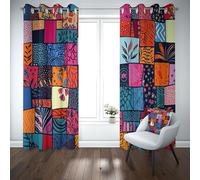 Yidbhsse Rideaux Thermiques Isolants Anti Froid Patchwork Tribal Lot De 2 117x137 cm, Ethnique Exotique Rideaux Occultant À Oeillets, Popular Handicrafts Opaque Rideau pour Chambre Et Salon