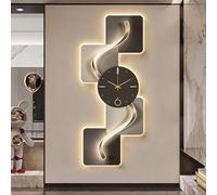 Yidlkecqey Décor Mural en céramique Cristal Plat 3D, Art Mural 3D avec Horloge, décoration Murale, Sculpture Murale LED Moderne pour Chambre, Salon, entrée(Style B,62x150cm/24.4x59in)