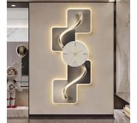 Yidlkecqey Décor Mural en céramique Cristal Plat 3D, Art Mural 3D avec Horloge, décoration Murale, Sculpture Murale LED Moderne pour Chambre, Salon, entrée(Style A,62x150cm/24.4x59in)