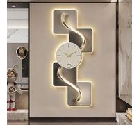 Yidlkecqey Décor Mural en céramique Cristal Plat 3D, Art Mural 3D avec Horloge, décoration Murale, Sculpture Murale LED Moderne pour Chambre, Salon, entrée(Style C,62x150cm/24.4x59in)