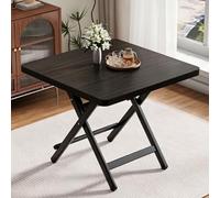 Yidlkecqey Table à Manger Pliante carrée en Bois, Table de Pique-Nique Portable avec Pieds en métal Robustes, Table Pliante Peu encombrante, idéale pour Les marchés(Black,80x80x70cm/31.5x31.5x27.5in)