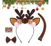 Yidueace Bandeau en bois de cerf, joli accessoire de tête d'élan, queue de renne de Noël, pour Halloween, vacances, fête, cosplay, accessoires photo