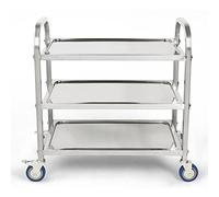 YIFAA 3 Etages Chariot de Service en Acier Inoxydable,Restaurant Cuisine Rangement Chariot avec roulettes 95x55x95cm