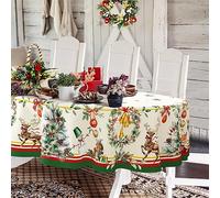 Yighty Nappe de Noël Ovale - 152,4 x 259,1 cm - Décoration de Vacances - en Polyester imperméable et Infroissable - Durable - pour Cuisine, Hiver et décoration d'intérieur