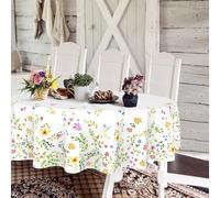 Yighty Nappe Florale Ovale de 152,4 x 213,4 cm, Fleur Aquarelle printanière, en Polyester imperméable, Convient pour la décoration de Cuisine de Ferme, Tables intérieures et extérieures, fête