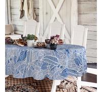 Yighty Nappe Ovale Bleue et Blanche, 152,4 x 213,4 cm, Motif Feuilles Bleues, Campagne, Classique, française, Moderne, décoration de Ferme, Convient pour Salle à Manger et Cuisine, intérieur et