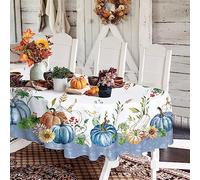 Yighty Nappe Ovale pour l'automne, Thanksgiving, récolte d'automne, Citrouille, Tournesol, Feuille d'érable, Polyester, imperméable, Infroissable, Durable, pour l'automne, Thanksgiving, décoration
