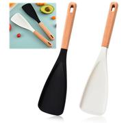 YIHAOH 2 Pièces Spatule Multifonctionnelle, Cuillères en Silicone, Cuillère a Salade Avec Manche en Bois, Heat Resistant Non Stick Kitchen Utensils, Multifonctionnels pour La Cuisine