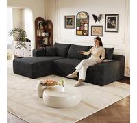 Yihomfy Canapé d'angle 239cm, Canapé Compressé en L avec Méridienne et 5 Coussins, Canapé Modulable 3 Places en Velours côtelé, Canapé Cloud-Assise Profonde, pour Salon