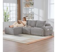 Yihomfy Canapé Modulaire en Velours Corde, Canapé d'angle en Forme de L, Configuration Libre, avec Porte-Gobelet et Poches Latérales, Canapé Cloud pour Salon