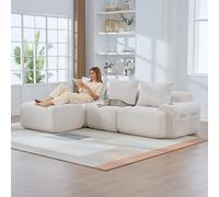 Yihomfy Canapé Modulaire en Velours Corde, Canapé d'angle en Forme de L, Configuration Libre, avec Porte-Gobelet et Poches Latérales, Canapé Cloud pour Salon