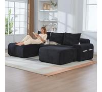 Yihomfy Canapé Modulaire en Velours Corde, Canapé d'angle en Forme de U, Configuration Libre, avec Porte-Gobelet et Poches Latérales, Canapé Cloud pour Salon