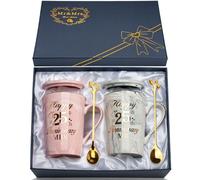 YIKILYLIFE Anniversaire 25 Ans Cadeau, Romantiques 25 Ans Mariage Tasse pour Couple, Cadeau de Mariage Argent 14oz Marbre Céramique Amoureux Mug Cadea-u, avec Couvercle, Cartes, Coffrets Cadea-ux