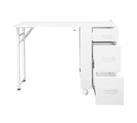 Yikmid Valise cosmétique professionnelle à roulettes 2 en 1 avec table multifonction Table de manucure Table portable Table à ongles Bureau avec tiroirs 104 x 38 cm Bureau d'ordinateur (blanc)