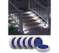 YiLaie Lampe Solaire Exterieur, Lampe Solaire Exterieur Jardin 360 ° LED Escalier Solaire Lumière IP68 étanche avec Auto On/Off Solar Path Light, Blanc 5700k, 6 pcs