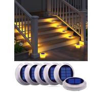 YiLaie Lampe Solaire Exterieur, Lampe Solaire Exterieur Jardin 360 ° LED Escalier Solaire Lumière IP68 étanche avec Auto On/Off Solar Path Light, Blanc Chaud 2700k, 6 pcs