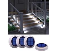 YiLaie Lampe Solaire Exterieur, Lampe Solaire Exterieur Jardin 360 ° LED Escalier Solaire Lumière IP68 étanche avec Auto On/Off Solar Path Light, Blanc 5700k, 4 pcs